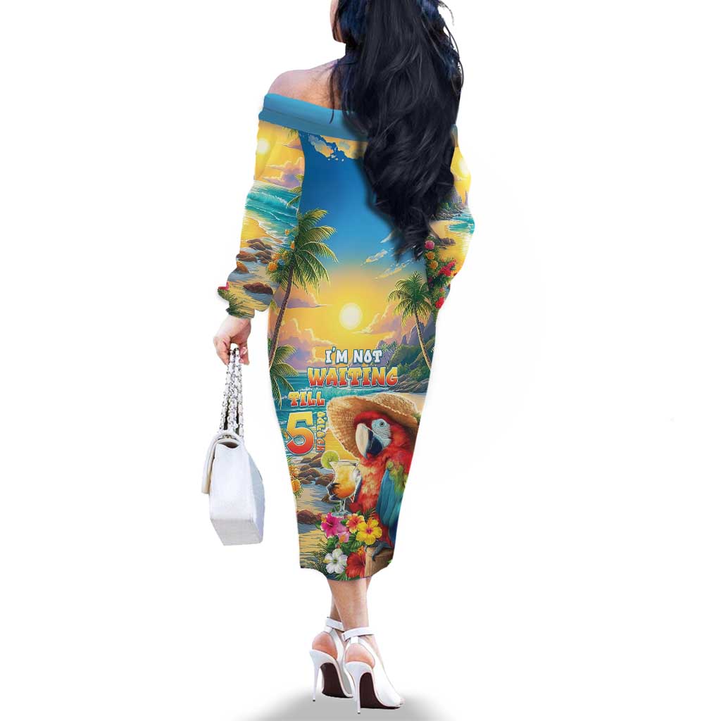 Hawaii Parrot Family Matching Off The Shoulder Long Sleeve Dress and Hawaiian Shirt Im Not Waiting Till 5 Oclock LT05 - Polynesian Pride