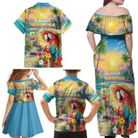 Hawaii Parrot Family Matching Off Shoulder Maxi Dress and Hawaiian Shirt Im Not Waiting Till 5 Oclock