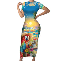 Hawaii Parrot Family Matching Short Sleeve Bodycon Dress and Hawaiian Shirt Im Not Waiting Till 5 Oclock LT05 Mom's Dress Colorful - Polynesian Pride