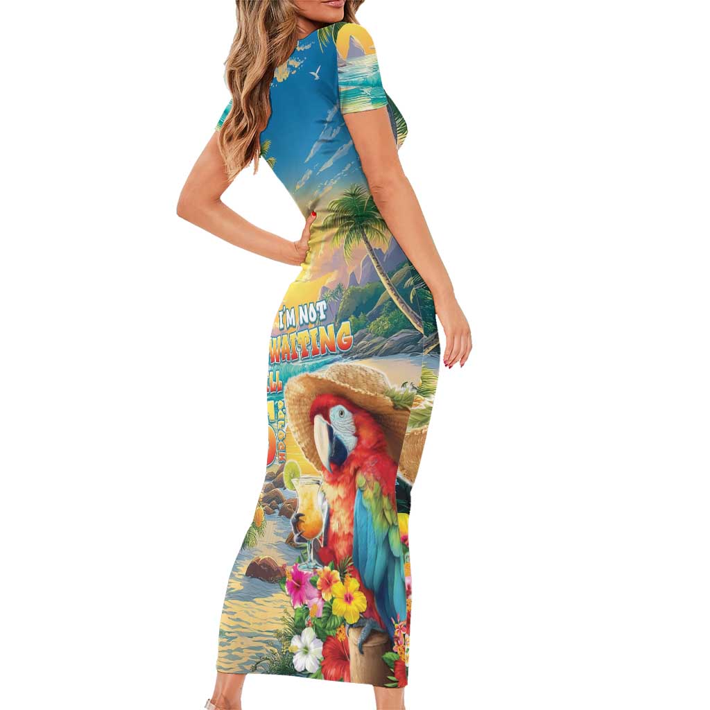 Hawaii Parrot Family Matching Short Sleeve Bodycon Dress and Hawaiian Shirt Im Not Waiting Till 5 Oclock LT05 - Polynesian Pride