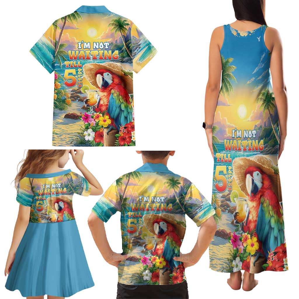 Hawaii Parrot Family Matching Tank Maxi Dress and Hawaiian Shirt Im Not Waiting Till 5 Oclock LT05 - Polynesian Pride