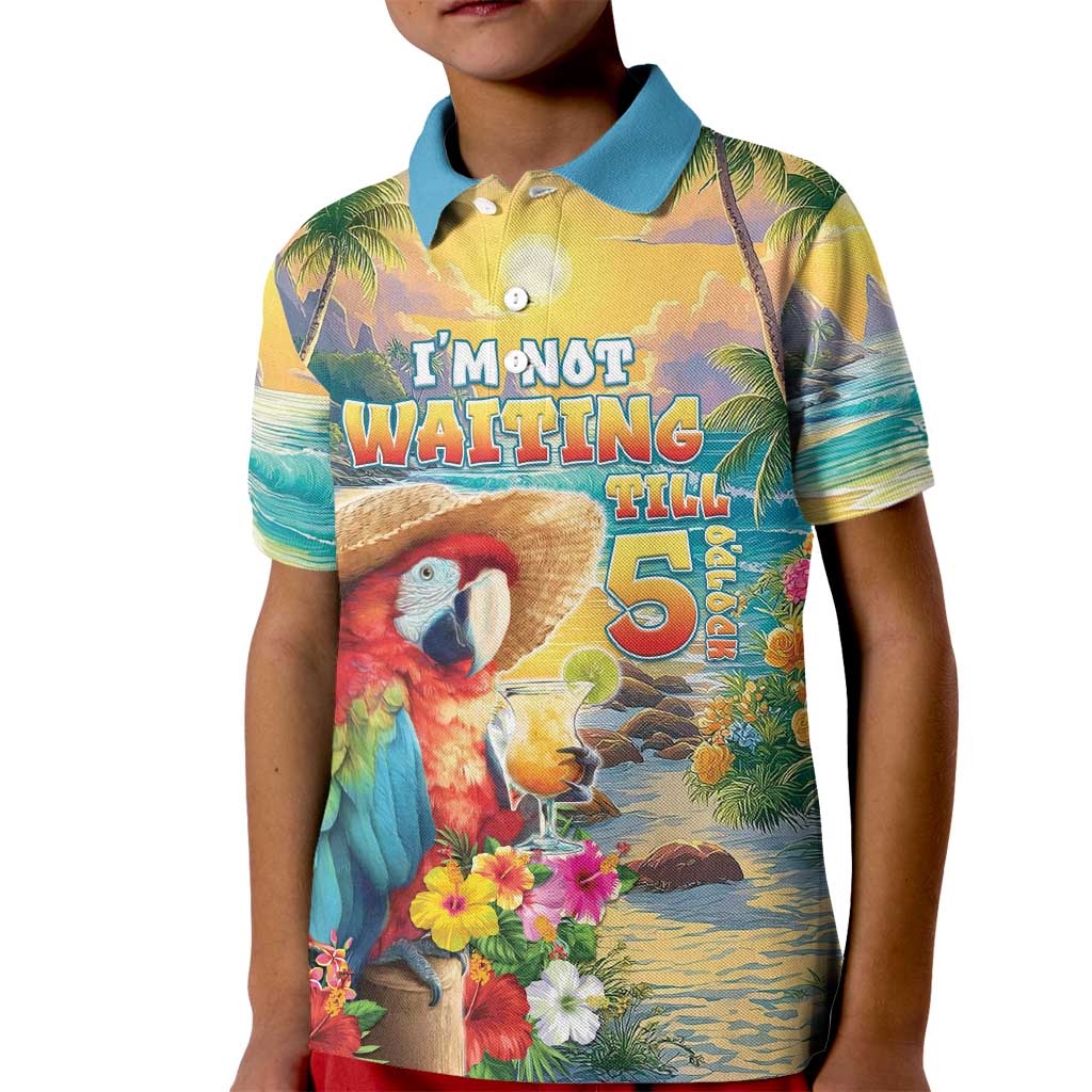 Hawaii Parrot Kid Polo Shirt Im Not Waiting Till 5 Oclock