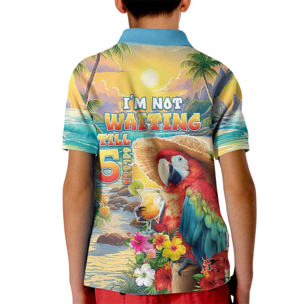 Hawaii Parrot Kid Polo Shirt Im Not Waiting Till 5 Oclock