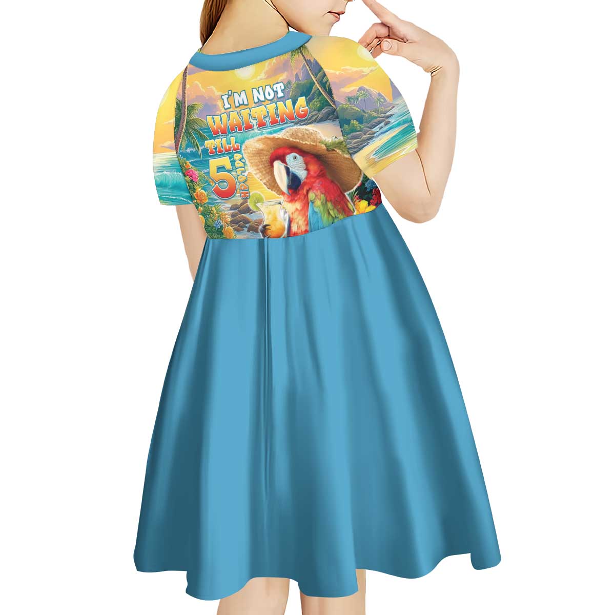 Hawaii Parrot Kid Short Sleeve Dress Im Not Waiting Till 5 Oclock