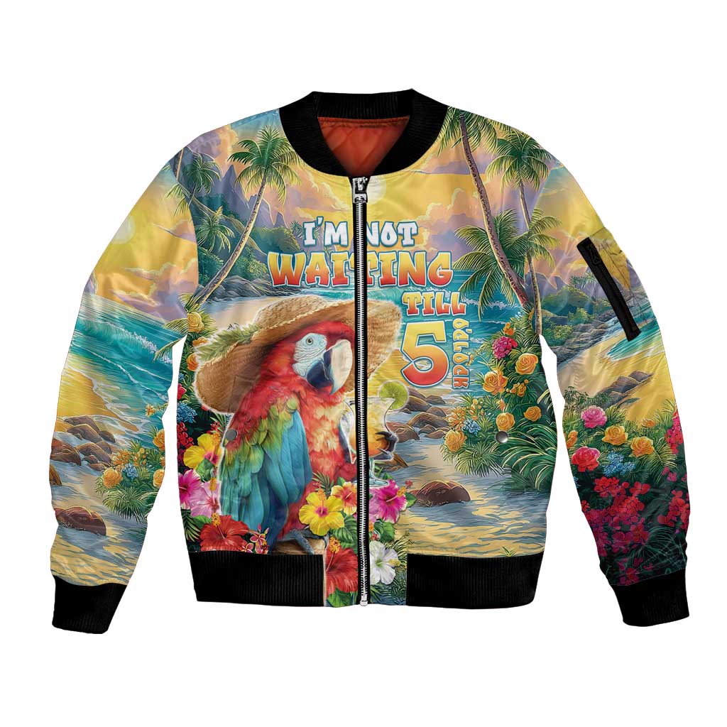 Hawaii Parrot Sleeve Zip Bomber Jacket Im Not Waiting Till 5 Oclock