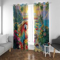 Hawaii Parrot Window Curtain Im Not Waiting Till 5 Oclock