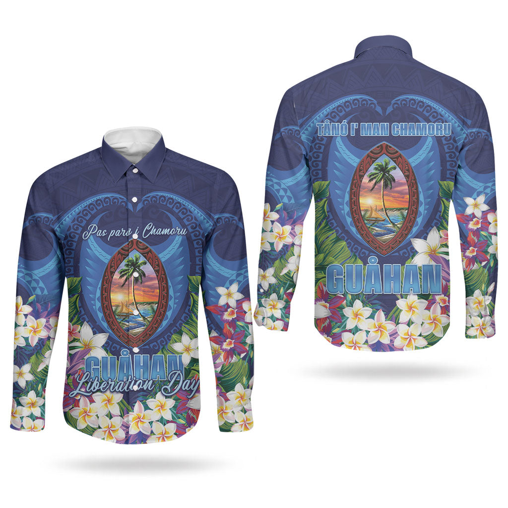 Guam Liberation Day Couples Matching Off Shoulder Short Dress and Long Sleeve Button Shirt Pas Para I Chamoru