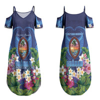 Guam Liberation Day Couples Matching Summer Maxi Dress and Long Sleeve Button Shirt Pas Para I Chamoru