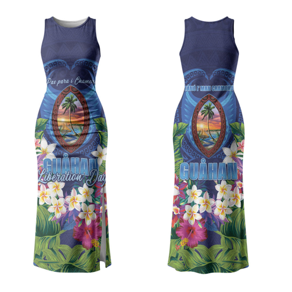 Guam Liberation Day Couples Matching Tank Maxi Dress and Hawaiian Shirt Pas Para I Chamoru