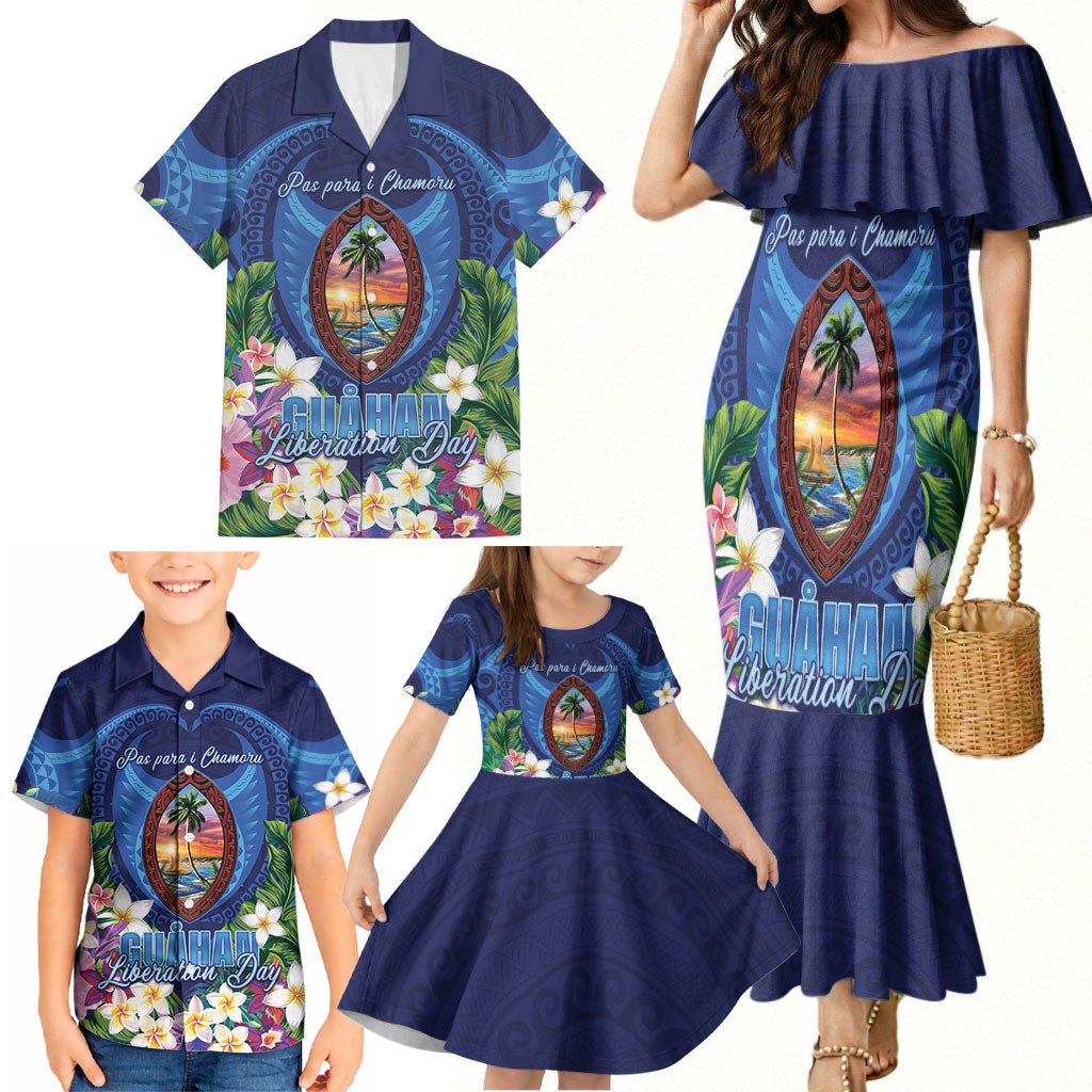 Guam Liberation Day Family Matching Mermaid Dress and Hawaiian Shirt Pas Para I Chamoru