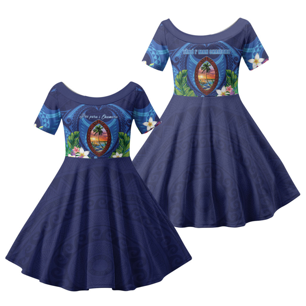 Guam Liberation Day Family Matching Off Shoulder Maxi Dress and Hawaiian Shirt Pas Para I Chamoru
