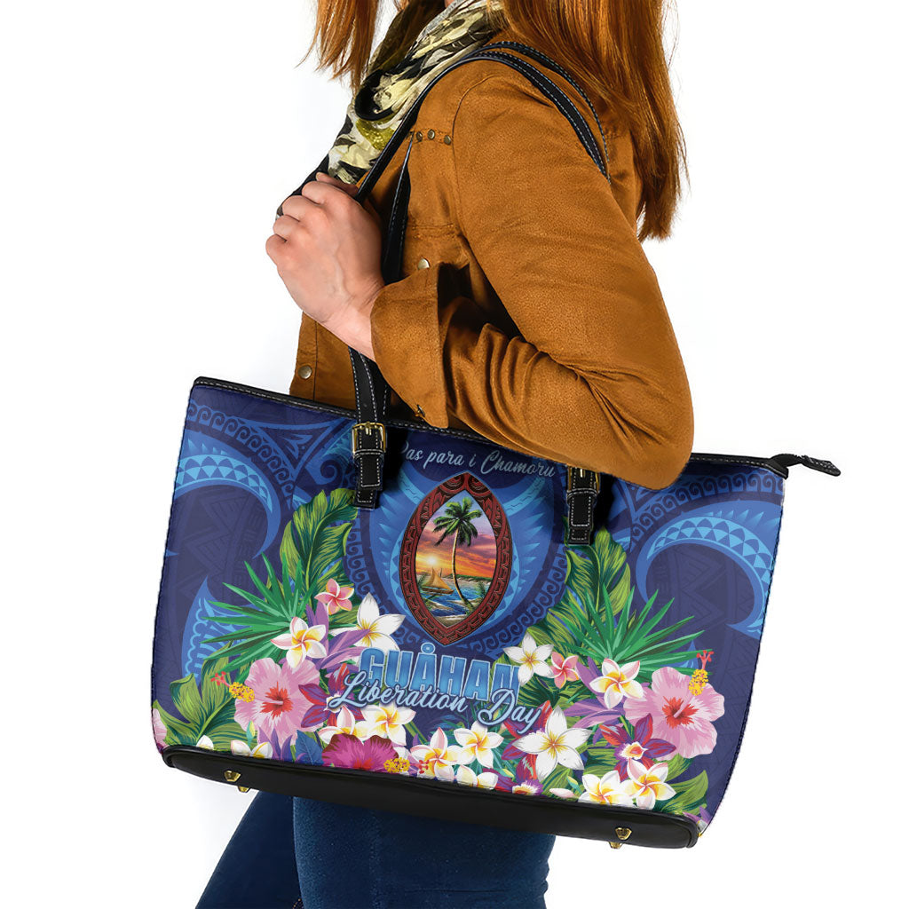 Guam Liberation Day Leather Tote Bag Pas Para I Chamoru