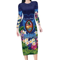 Guam Liberation Day Long Sleeve Bodycon Dress Pas Para I Chamoru