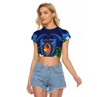 Guam Liberation Day Raglan Cropped T Shirt Pas Para I Chamoru