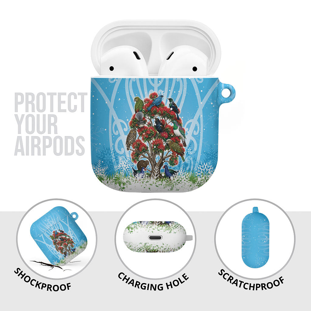 New Zealand Birds Christmas AirPods Case Pohutukawa Xmas Tree