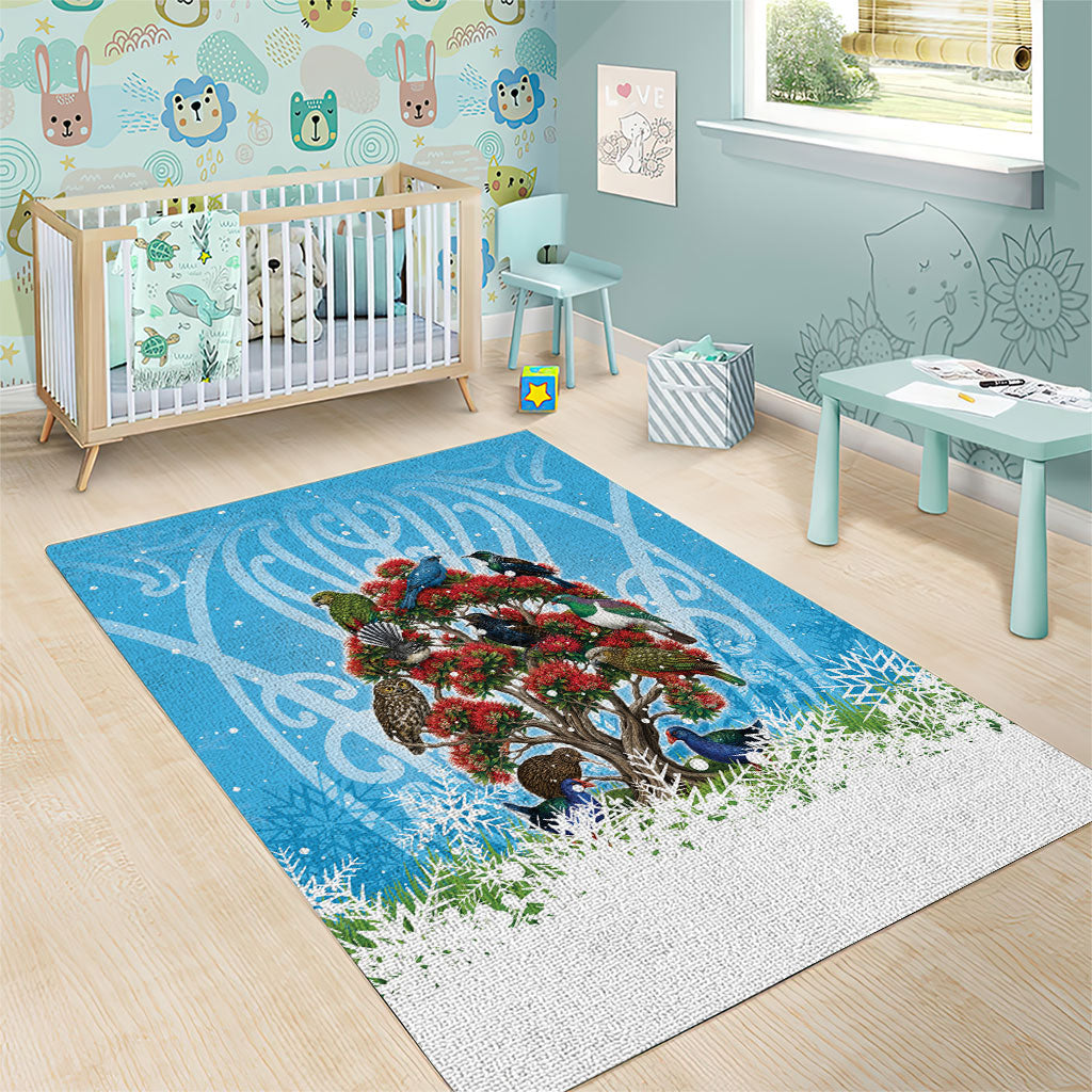New Zealand Birds Christmas Area Rug Pohutukawa Xmas Tree