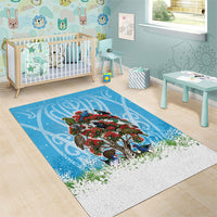 New Zealand Birds Christmas Area Rug Pohutukawa Xmas Tree