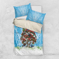 New Zealand Birds Christmas Bedding Set Pohutukawa Xmas Tree