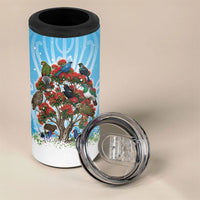 New Zealand Birds Christmas 4 in 1 Can Cooler Tumbler Pohutukawa Xmas Tree