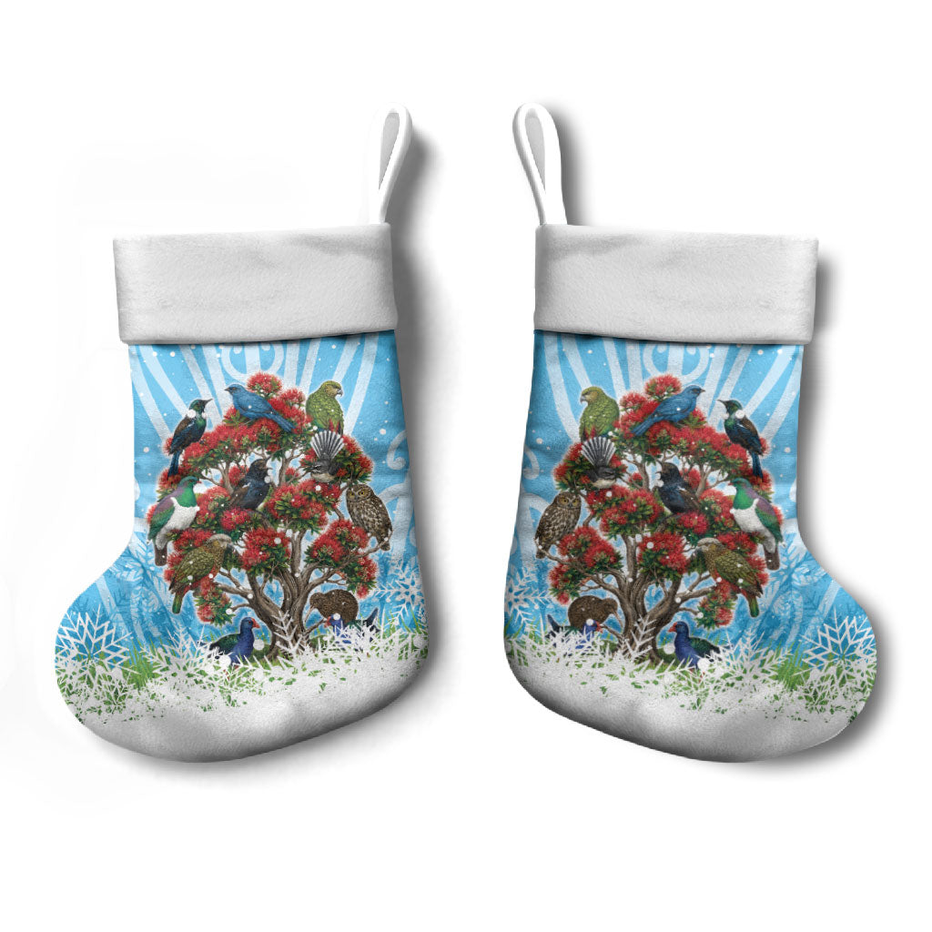 New Zealand Birds Christmas Stocking Pohutukawa Xmas Tree LT05 - Polynesian Pride