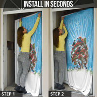 New Zealand Birds Christmas Door Cover Pohutukawa Xmas Tree