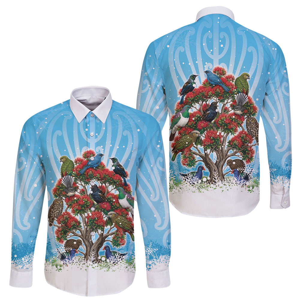 New Zealand Birds Christmas Family Matching Mermaid Dress and Hawaiian Shirt Pohutukawa Xmas Tree