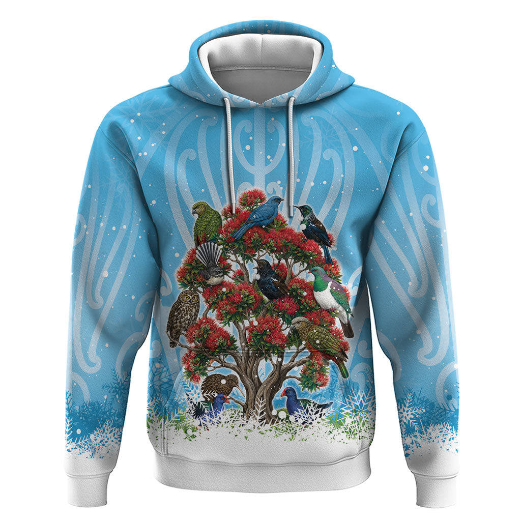 New Zealand Birds Christmas Hoodie Pohutukawa Xmas Tree