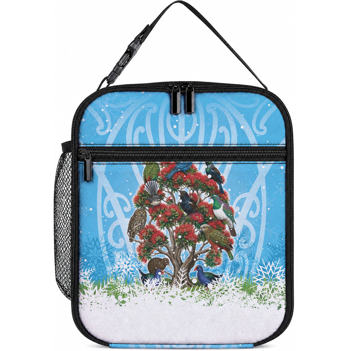 New Zealand Birds Christmas Lunch Bag Pohutukawa Xmas Tree LT05 10.2 × 8.3 × 4.3 inch Blue - Polynesian Pride
