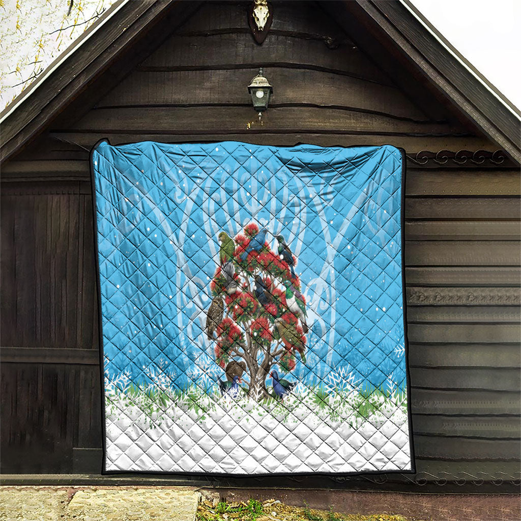 New Zealand Birds Christmas Quilt Pohutukawa Xmas Tree