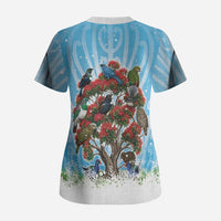 New Zealand Birds Christmas Scrub Top Pohutukawa Xmas Tree