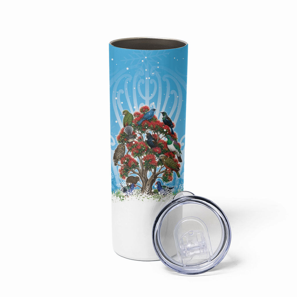 New Zealand Birds Christmas Skinny Tumbler Pohutukawa Xmas Tree