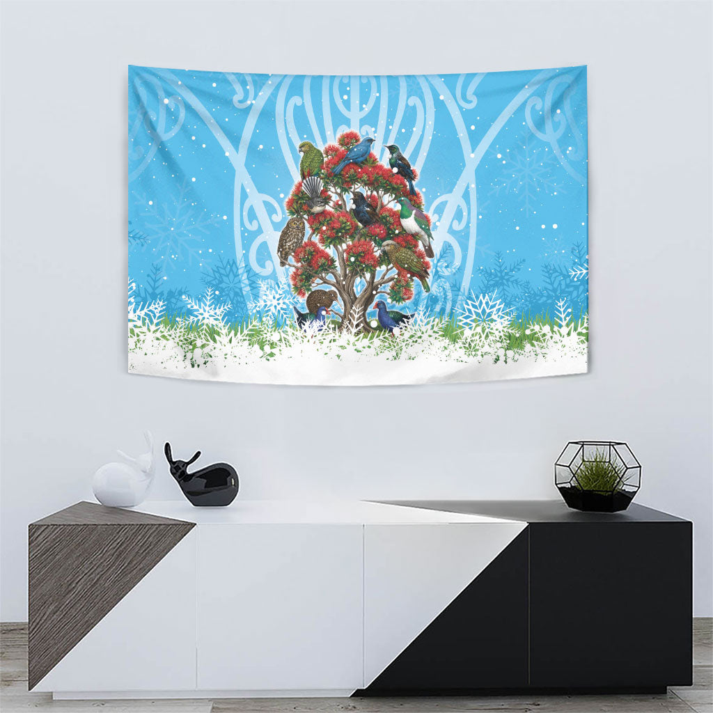 New Zealand Birds Christmas Tapestry Pohutukawa Xmas Tree