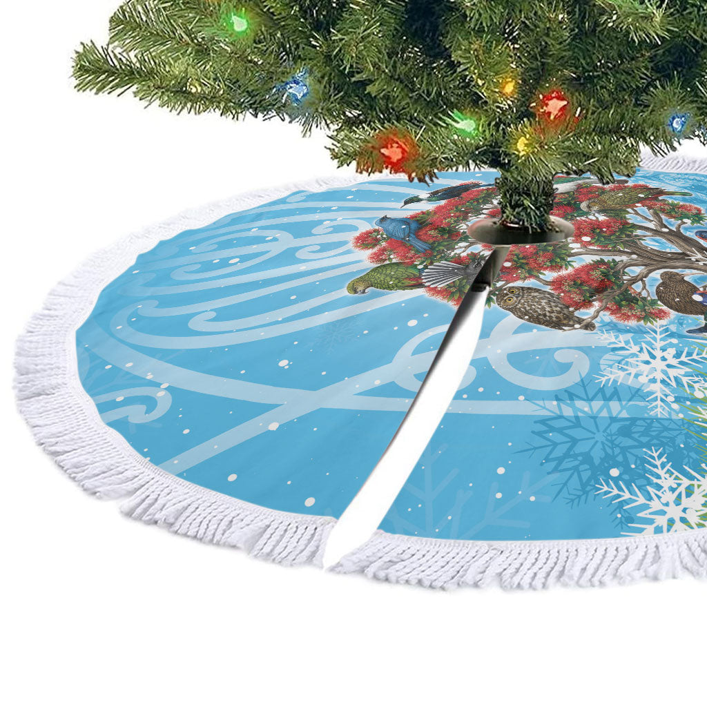 New Zealand Birds Christmas Tree Skirt Pohutukawa Xmas Tree LT05 - Polynesian Pride