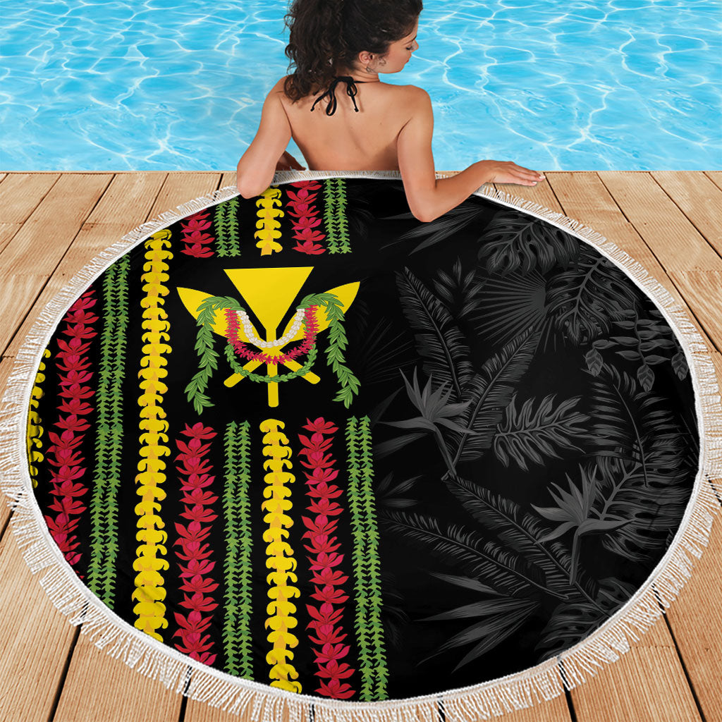 Hawaii Lei Kanaka Maoli Flag Beach Blanket Tropical Vibes
