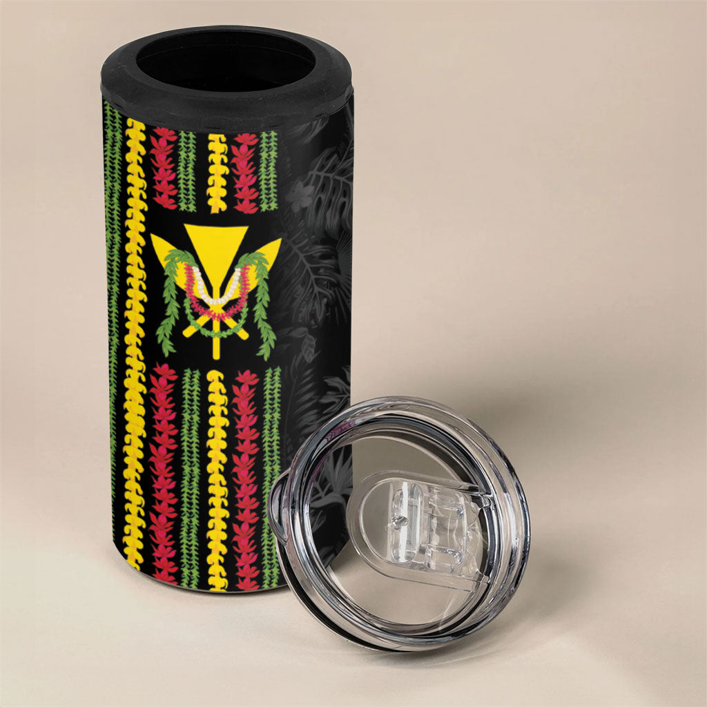 Hawaii Lei Kanaka Maoli Flag 4 in 1 Can Cooler Tumbler Tropical Vibes