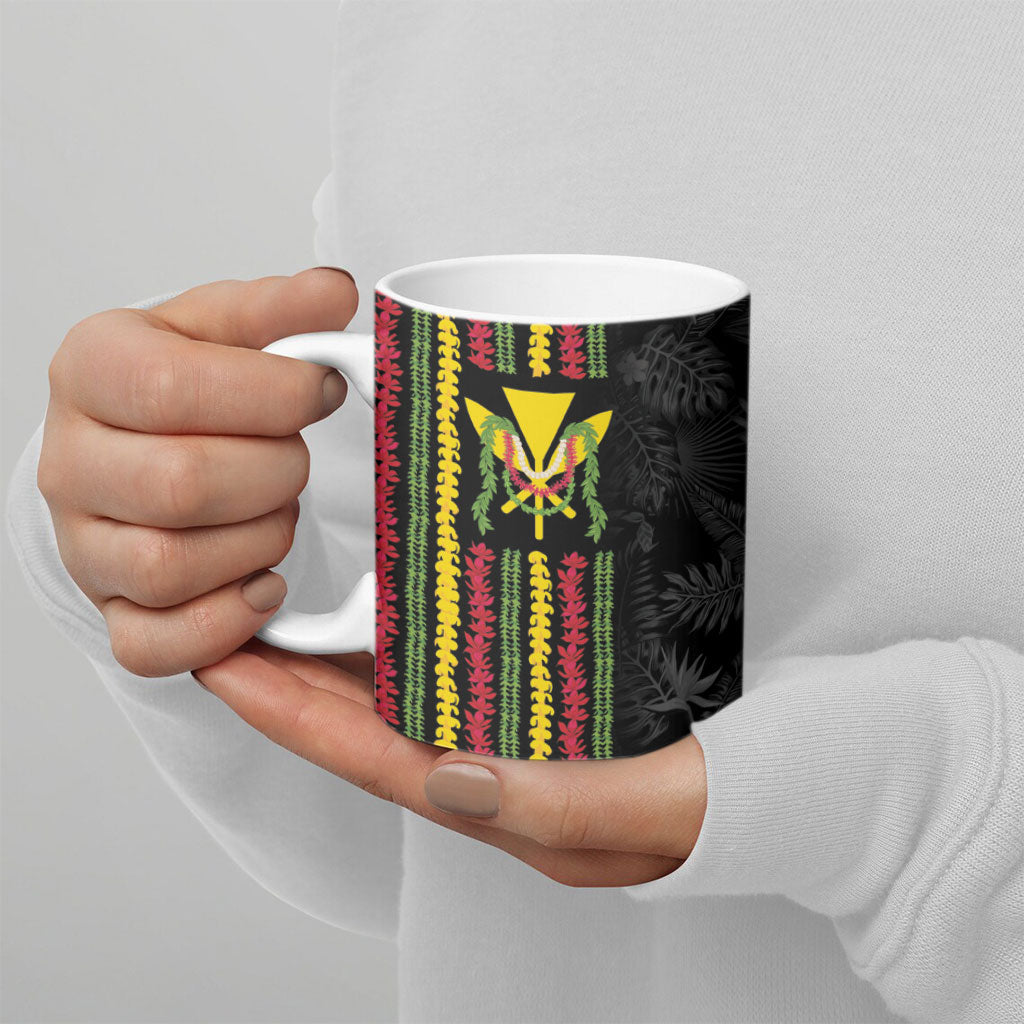 Hawaii Lei Kanaka Maoli Flag Ceramic Mug Tropical Vibes