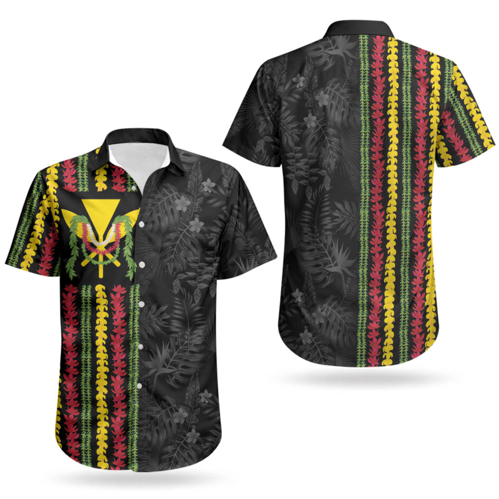 Hawaii Lei Kanaka Maoli Flag Couples Matching Puletasi and Hawaiian Shirt Tropical Vibes