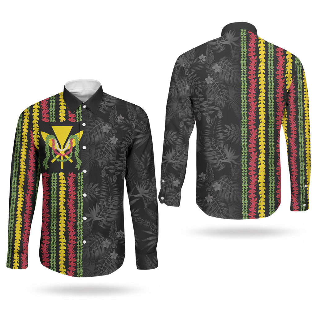 Hawaii Lei Kanaka Maoli Flag Couples Matching Tank Maxi Dress and Long Sleeve Button Shirt Tropical Vibes