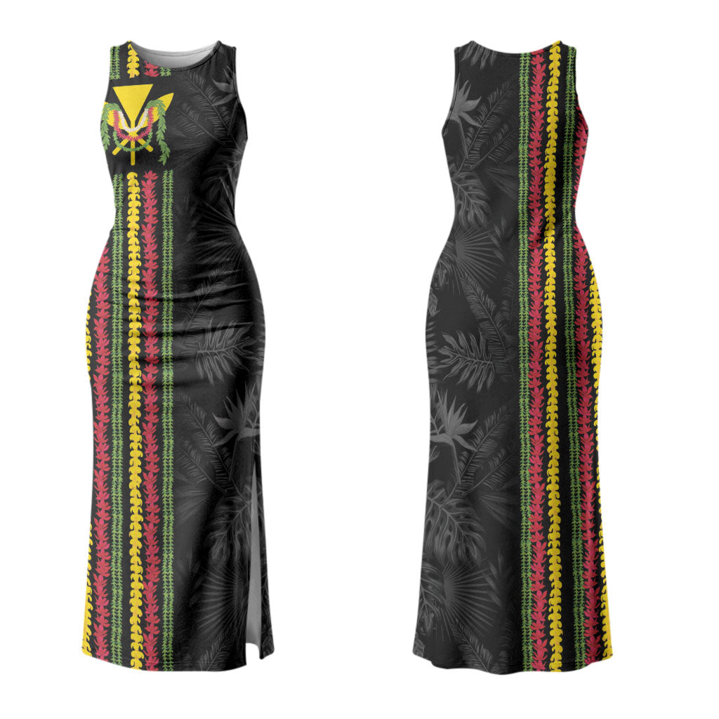 Hawaii Lei Kanaka Maoli Flag Couples Matching Tank Maxi Dress and Long Sleeve Button Shirt Tropical Vibes