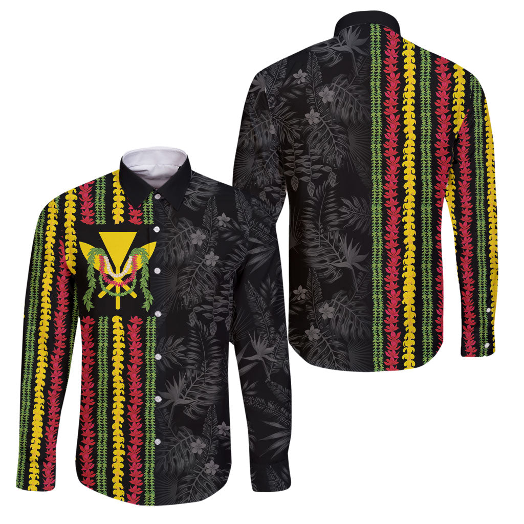 Hawaii Lei Kanaka Maoli Flag Family Matching Off The Shoulder Long Sleeve Dress and Hawaiian Shirt Tropical Vibes