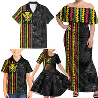 Hawaii Lei Kanaka Maoli Flag Family Matching Off Shoulder Maxi Dress and Hawaiian Shirt Tropical Vibes