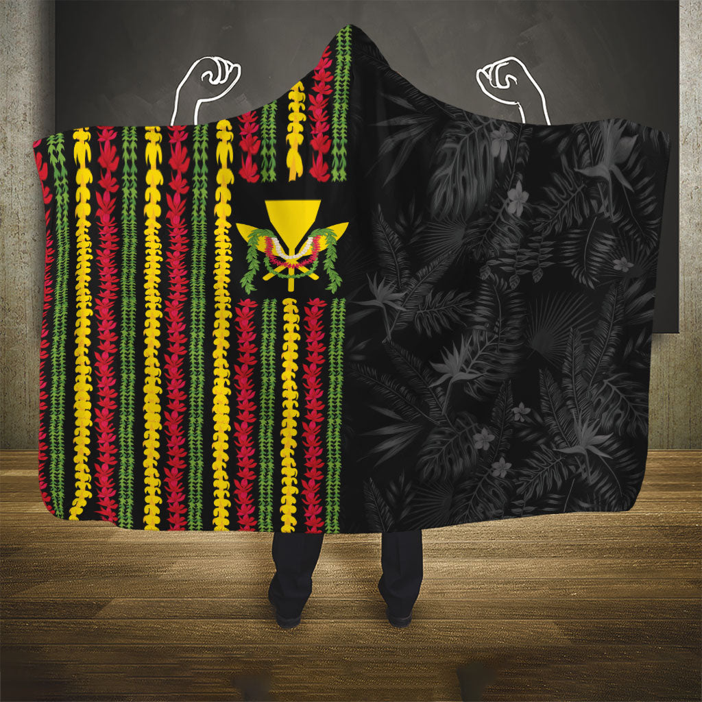 Hawaii Lei Kanaka Maoli Flag Hooded Blanket Tropical Vibes