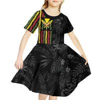 Hawaii Lei Kanaka Maoli Flag Kid Short Sleeve Dress Tropical Vibes