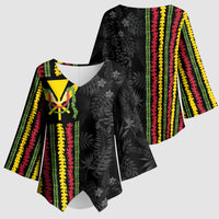 Hawaii Lei Kanaka Maoli Flag Kimono Sleeve Blouse Tropical Vibes