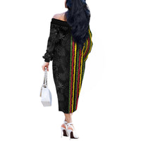 Hawaii Lei Kanaka Maoli Flag Off The Shoulder Long Sleeve Dress Tropical Vibes