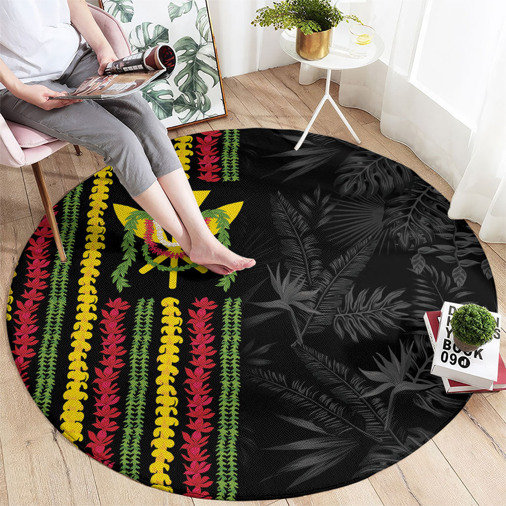 Hawaii Lei Kanaka Maoli Flag Round Carpet Tropical Vibes