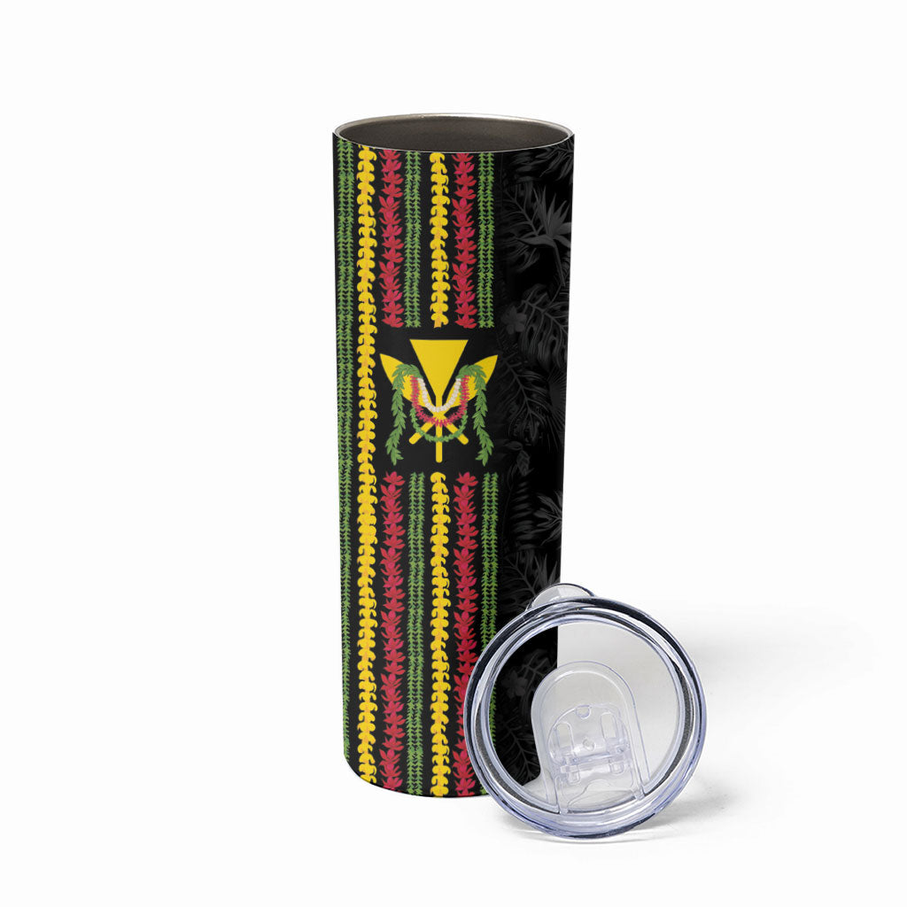 Hawaii Lei Kanaka Maoli Flag Skinny Tumbler Tropical Vibes