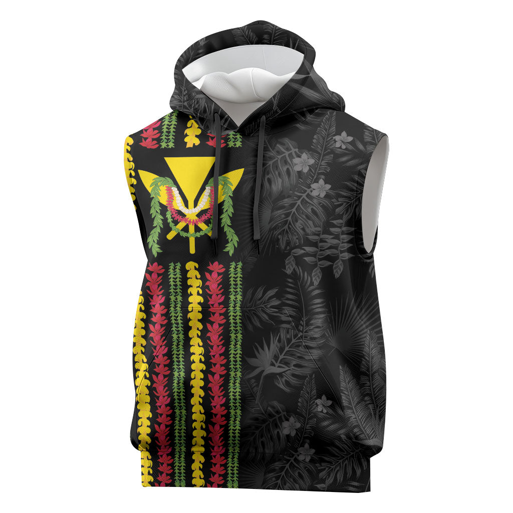 Hawaii Lei Kanaka Maoli Flag Sleeveless Hoodie Tropical Vibes