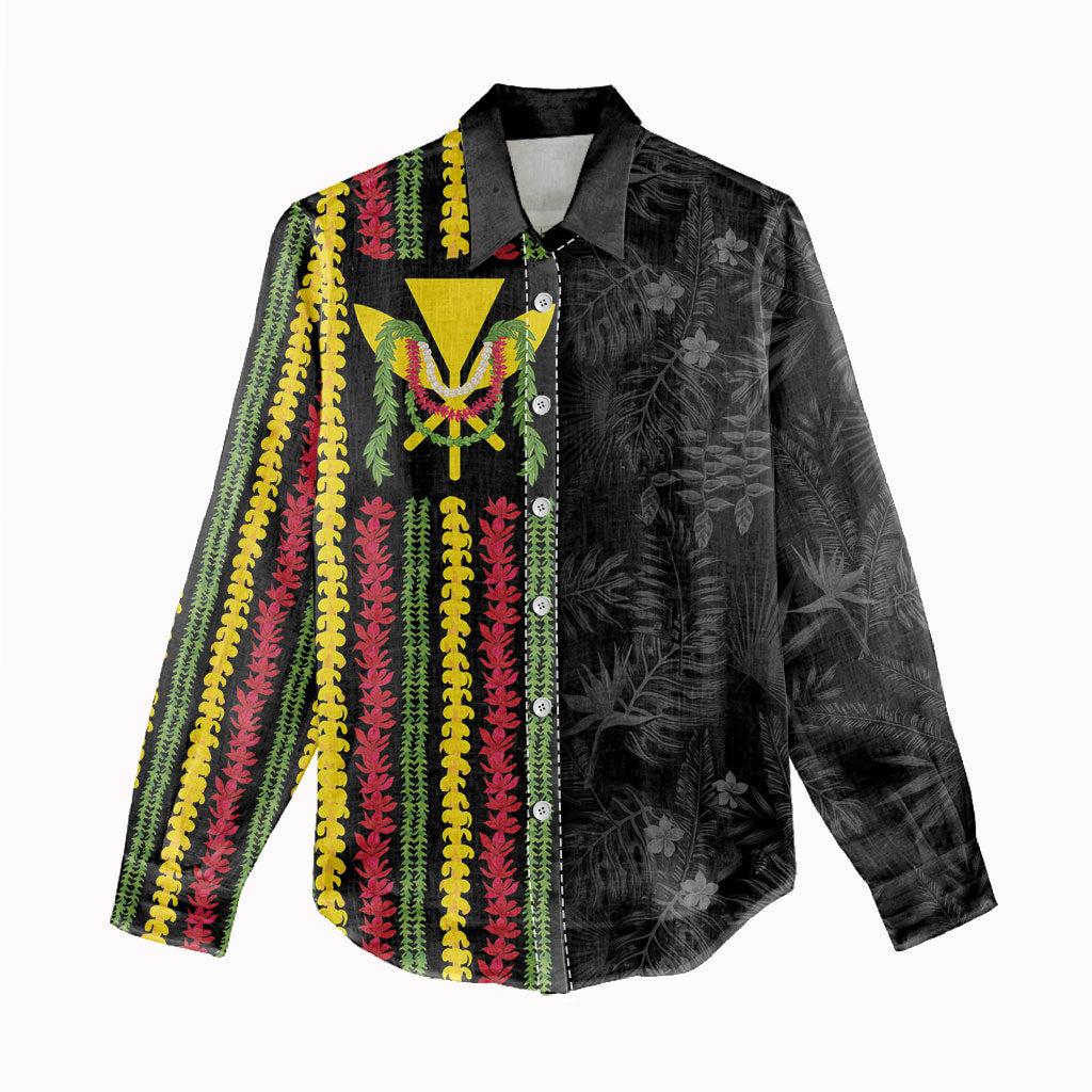 Hawaii Lei Kanaka Maoli Flag Women Casual Shirt Tropical Vibes