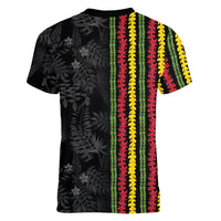 Hawaii Lei Kanaka Maoli Flag Women V-Neck T-Shirt Tropical Vibes